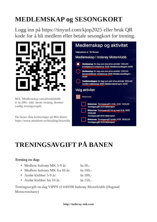 Medlemskap og Sesongkort